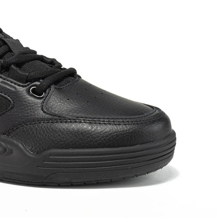 Black leather Baasploa men's sneaker with non-slip sole, ideal for urban walking and outdoor activities.