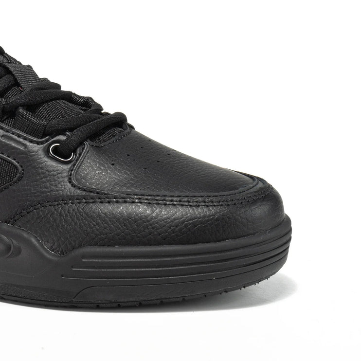 Black leather Baasploa men's sneaker with non-slip sole, ideal for urban walking and outdoor activities.