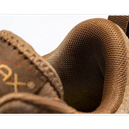 Close-up of Rax TerraFlex men's hiking shoe with Oxford fabric and breathable mesh, ideal for outdoor activities on hard surfaces.